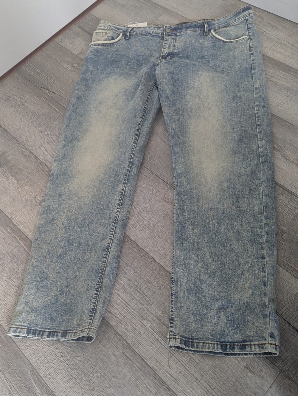 NWT Acid Wash Denim Jeans Men's Plus Size 4XL Casual Streetwear Trousers